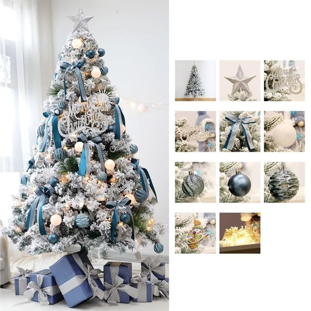 Amazon.co.jp: Vzfv クリスマスツリー 150cm ブルー 雪化粧 LEDライト